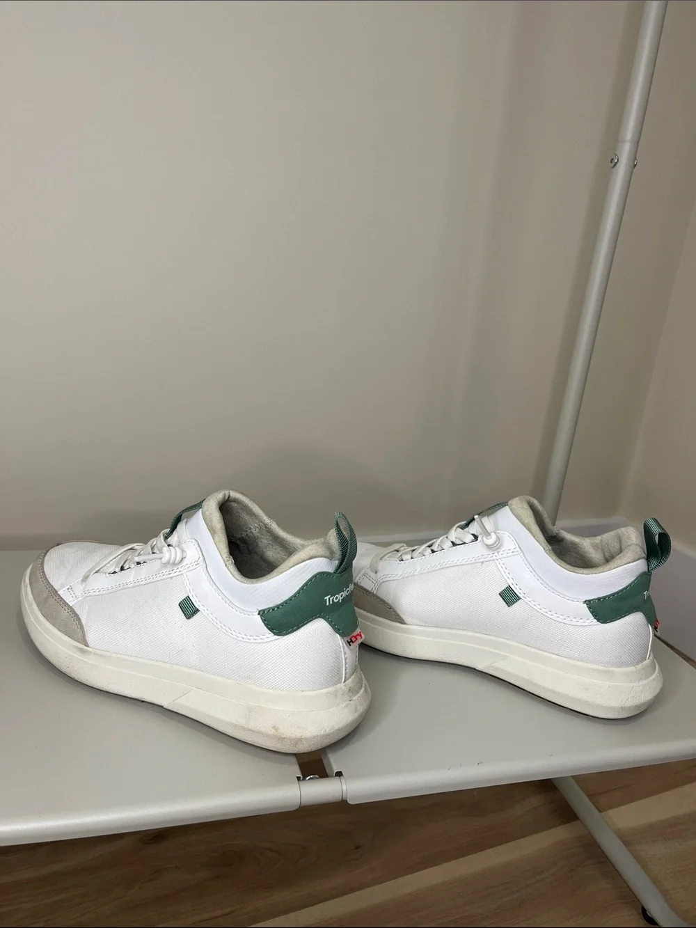 Tropicfeel White Sneakers with Green Heel Accents